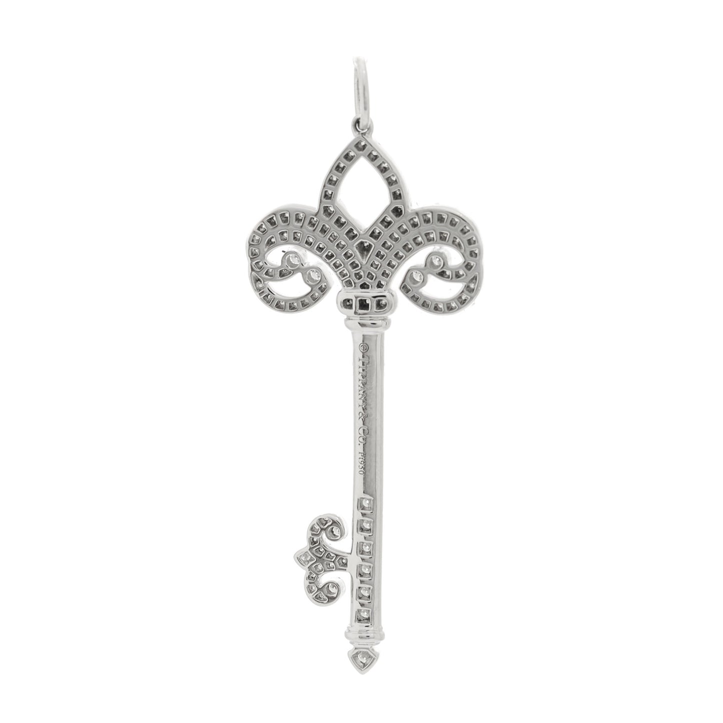 Platinum Diamond .37ct Fleur De Lis Key Pendant