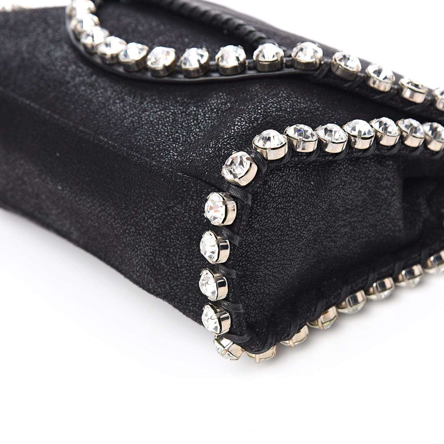 Shaggy Deer Mini Fold Over Falabella Crystal Crossbody Black