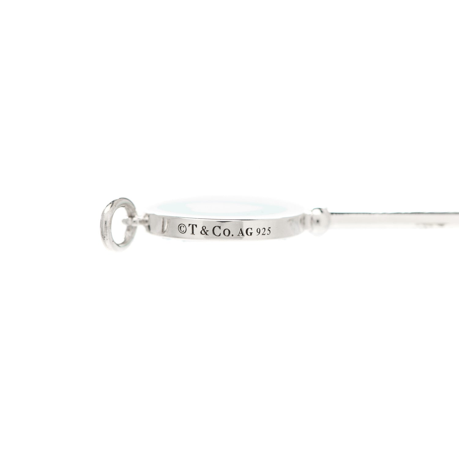 Tiffany Sterling Silver Enamel Heart Key Pendant Blue 4 of 5