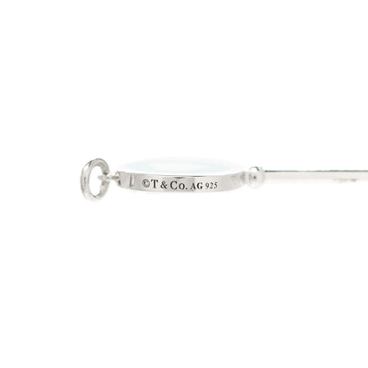 Tiffany Sterling Silver Enamel Heart Key Pendant Blue 4 of 5
