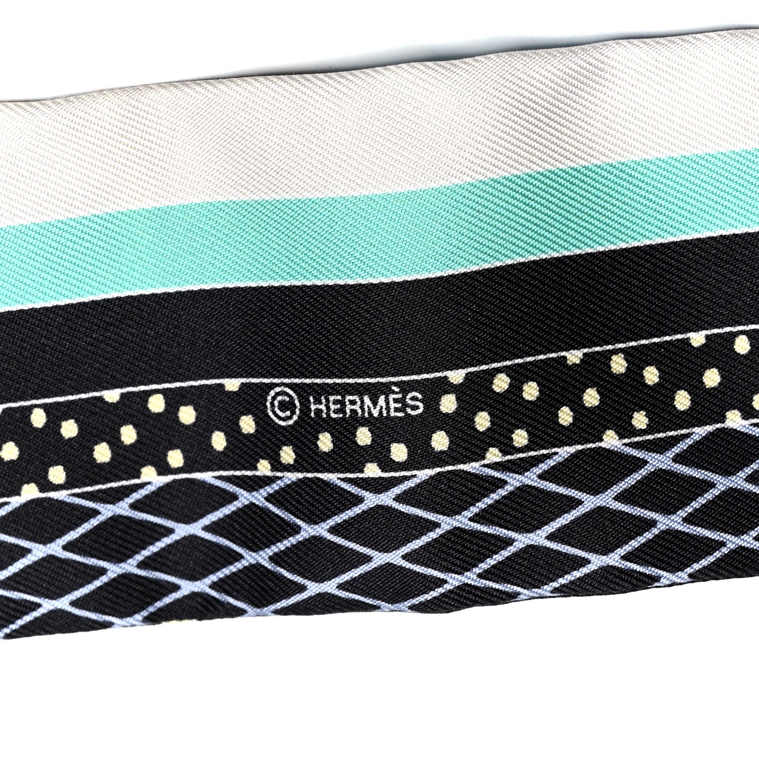 Hermes Silk Twilly Grand Theatre Nouveau Black Bleu Vert 3 of 4
