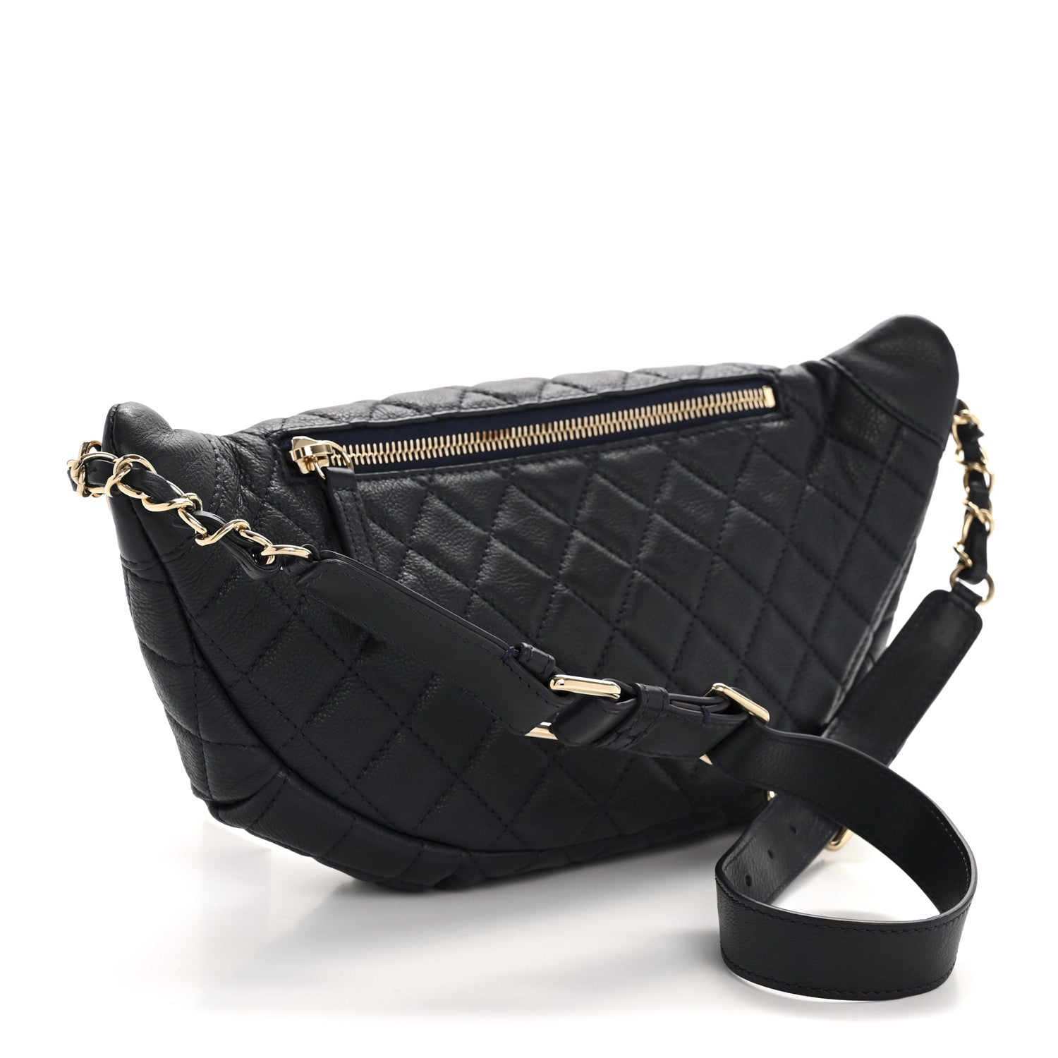 Chanel Calfskin Quilted Banane Waist Bag Fanny Pack Navy 3 of 13
