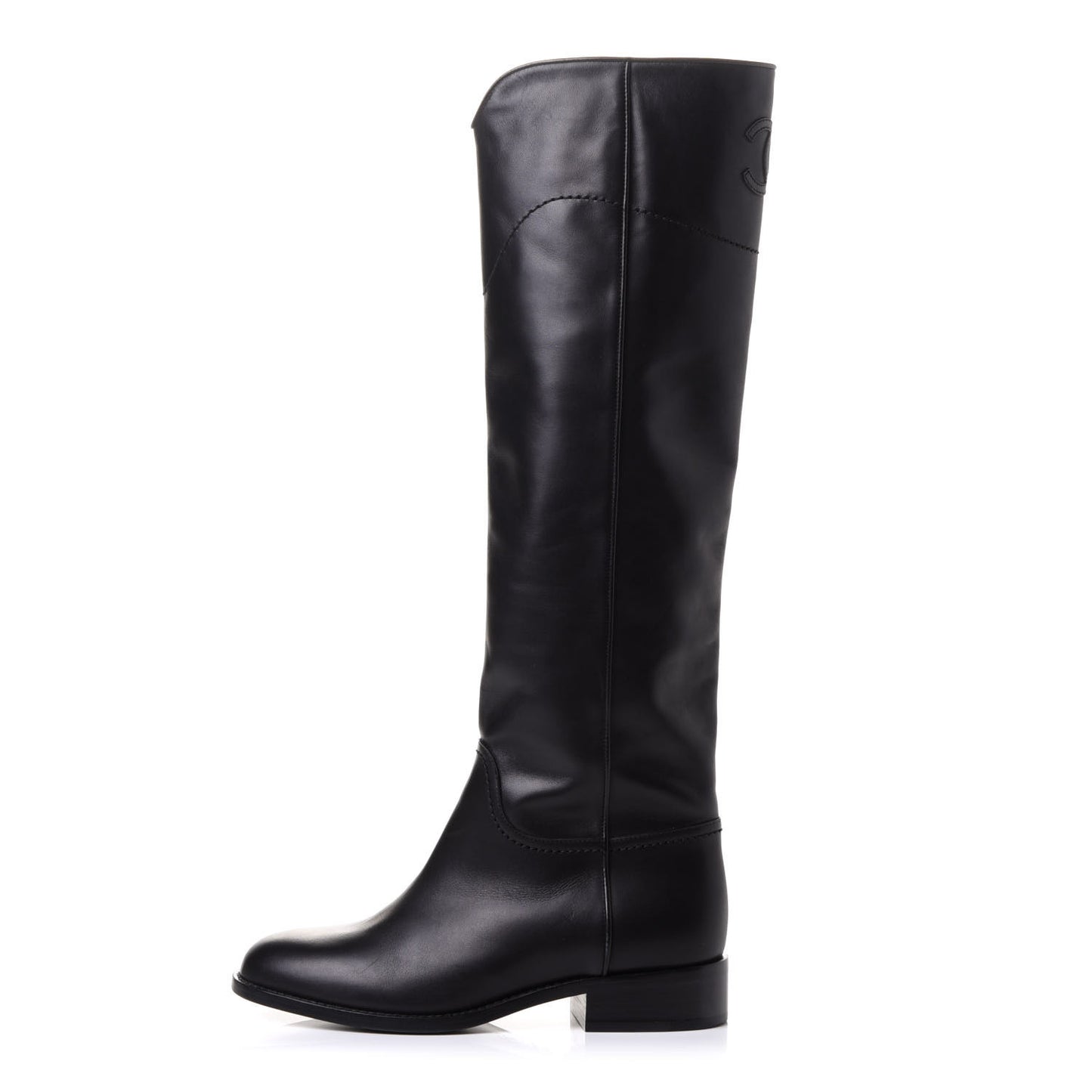 Calfskin Ascot Riding Boots 36.5 Black
