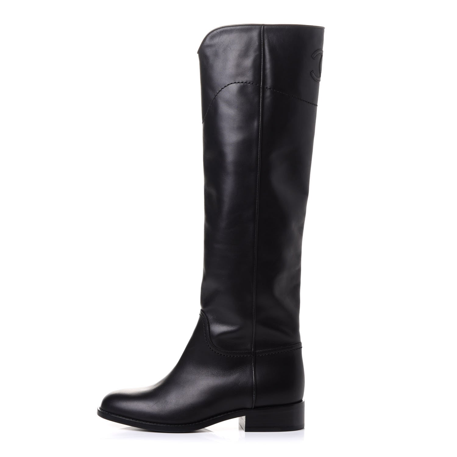 Chanel Calfskin Ascot Riding Boots 36.5 Black 1 of 11