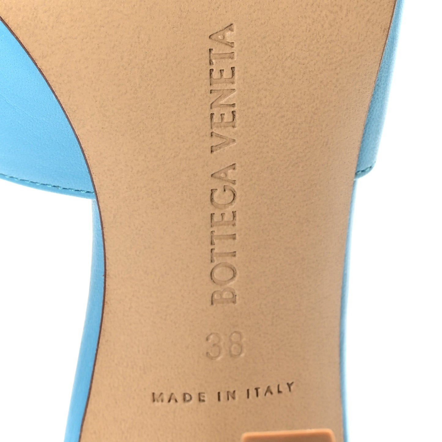 Lambskin Stretch Mule Sandals 38 Sky Blue