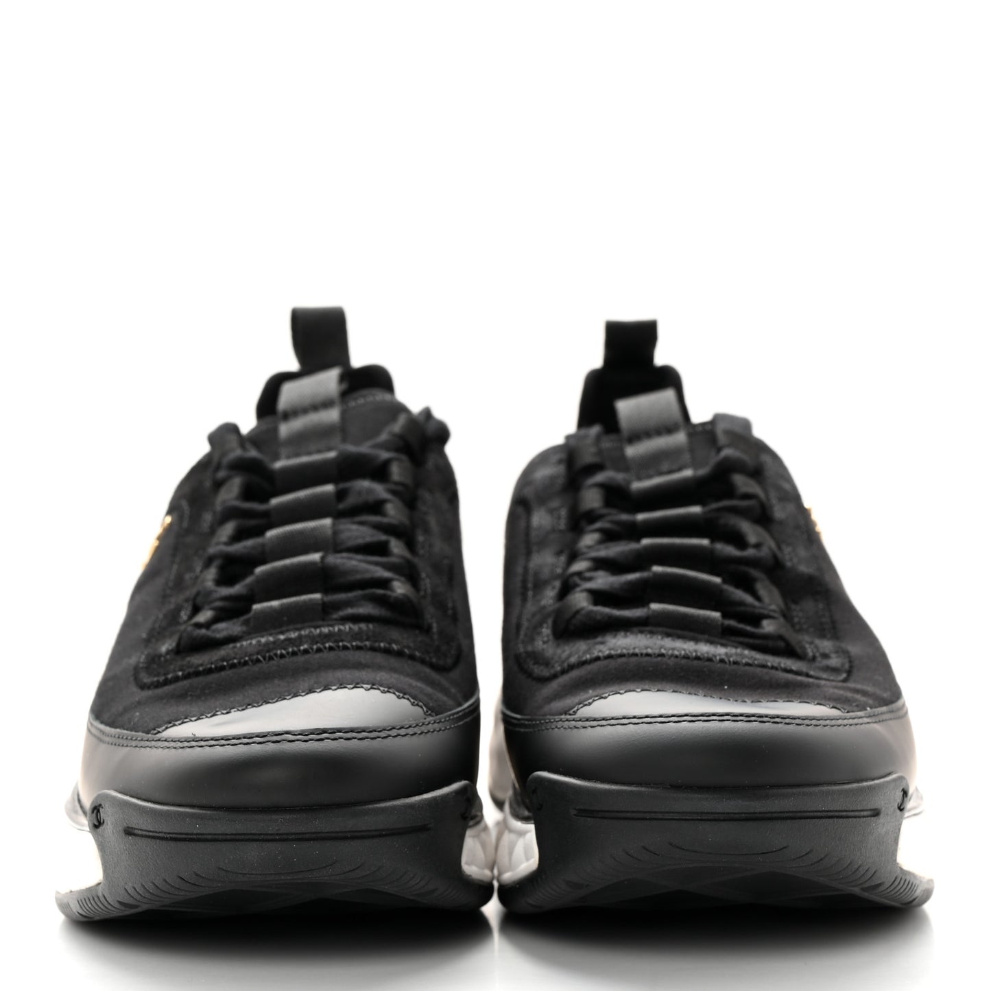 Velvet Calfskin Mixed Fibers CC Sneakers 38.5 Black