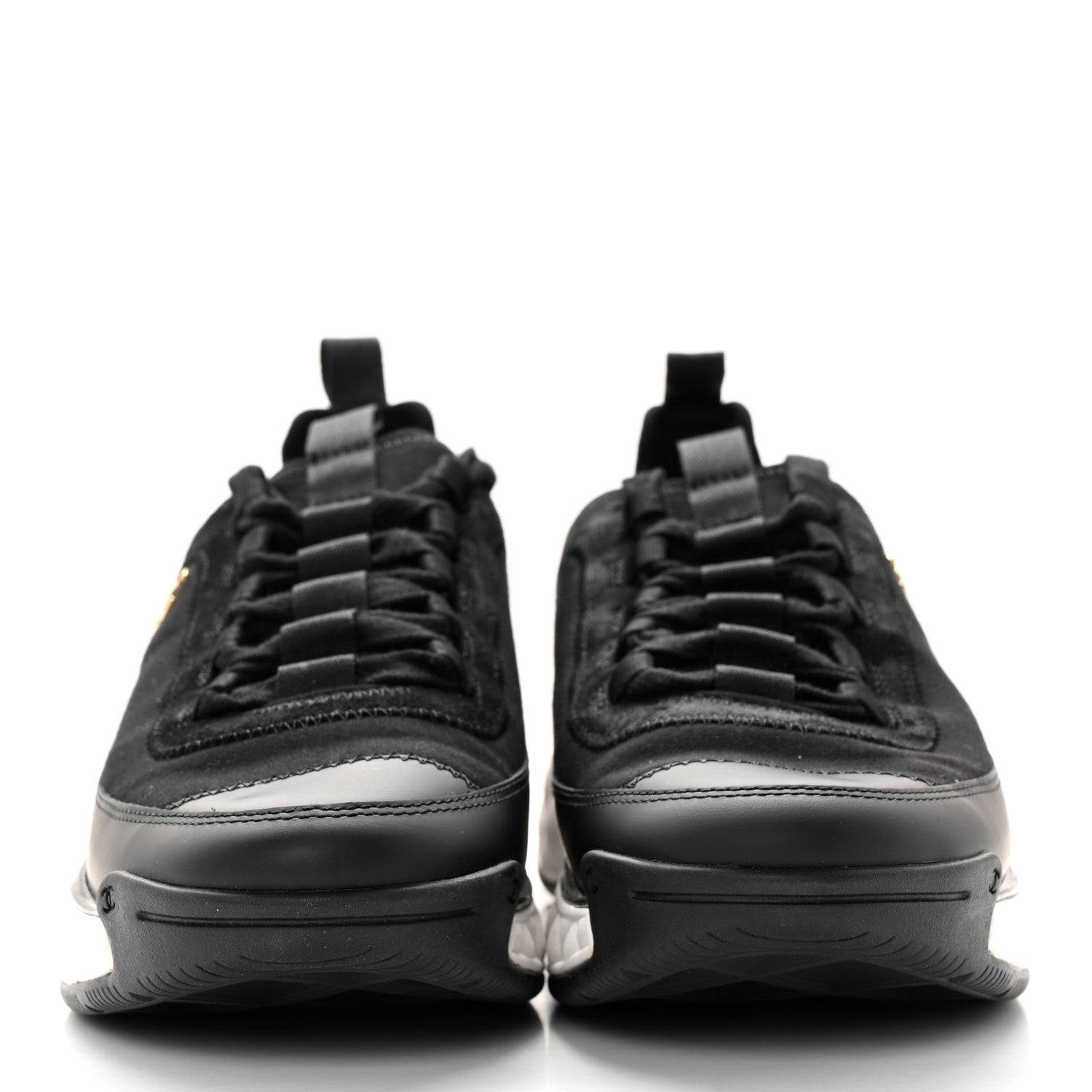 Chanel Velvet Calfskin Mixed Fibers CC Sneakers 38.5 Black 2 of 13