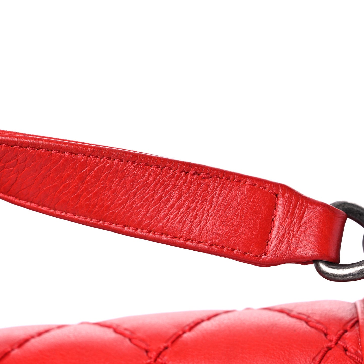 Calfskin Quilted Double Stitch Large Boy Flap Red