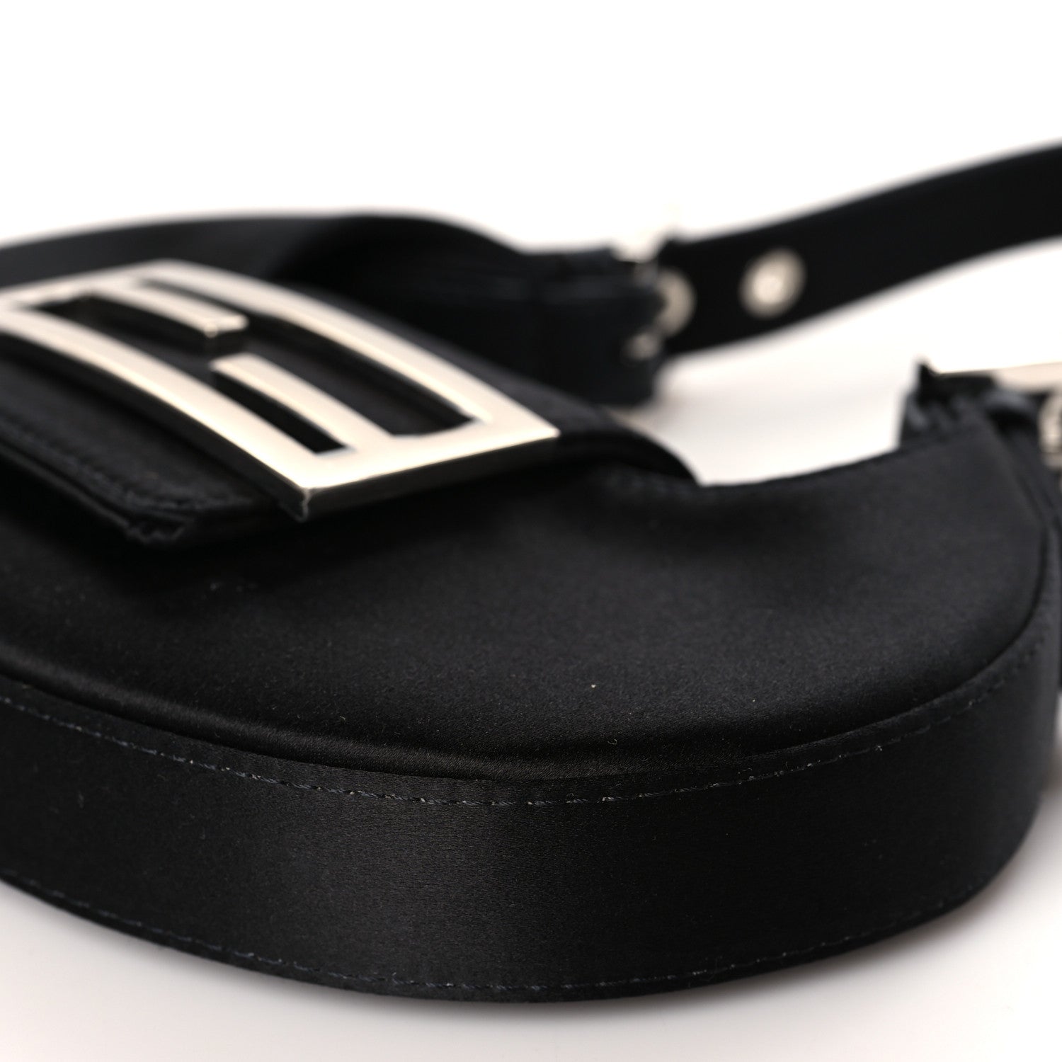Fendi Silk Satin Mini Cookie Hobo Bag Black 9 of 9