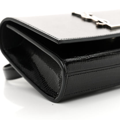 Saint Laurent Calfskin Lizard Embossed Monogram Kate Belt Bag Black 9 of 12