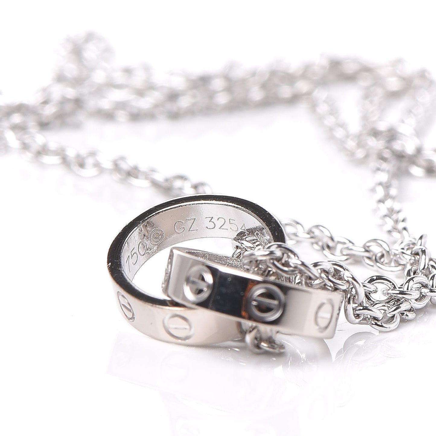 18K White Gold Interlocking LOVE Necklace