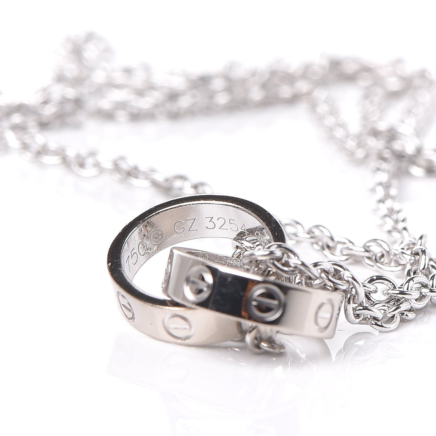 Cartier 18K White Gold Interlocking LOVE Necklace 8 of 8