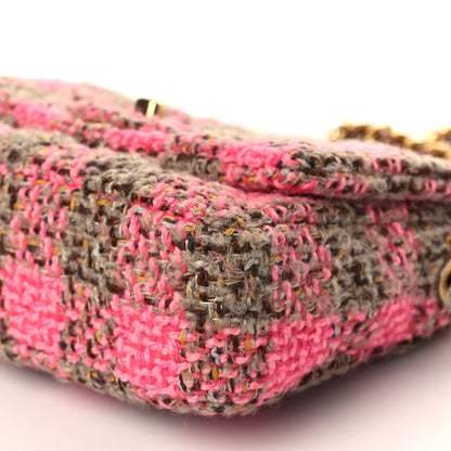 Chanel Wool Tweed Quilted Small Elegant Chain Flap Pink Brown 9 of 10