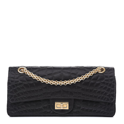 Chanel Satin Coco's Croc 2.55 Reissue East West Flap Black 1 of 11