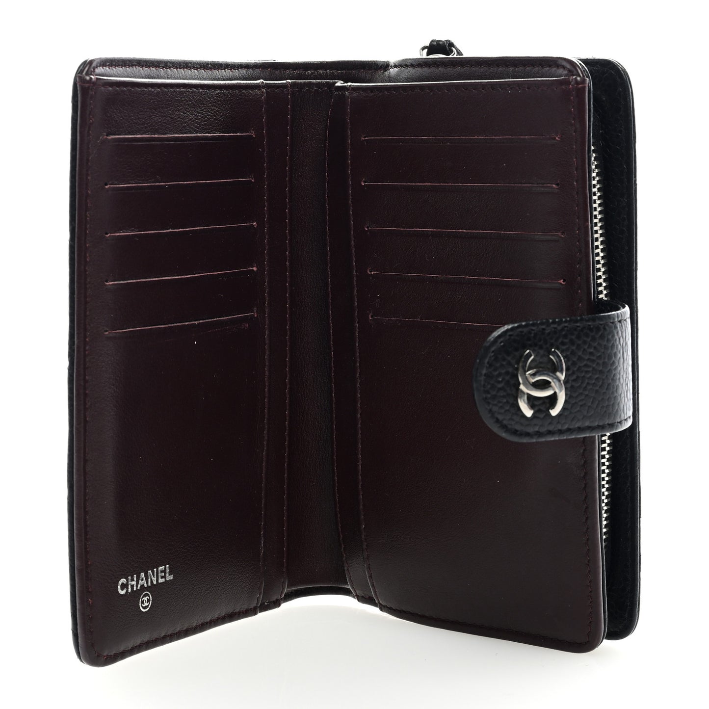 Caviar Quilted Zipped Pocket Wallet Black