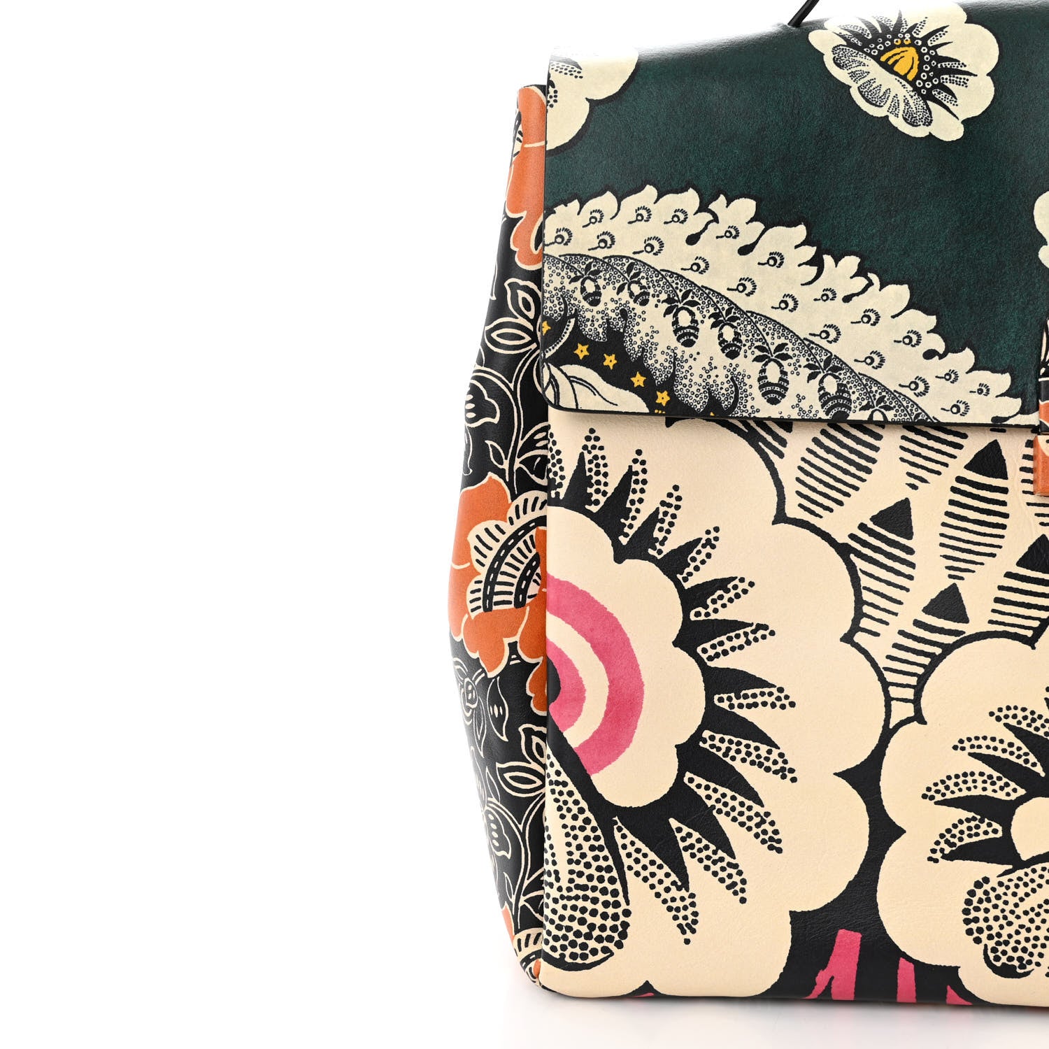 Valentino Garavani Calfskin Floral Print Mime Single Handle Bag Green 15 of 16