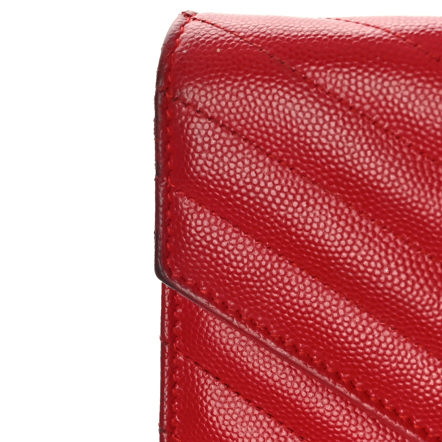 Saint Laurent Grain De Poudre Matelasse Chevron Monogram Chain Wallet Rouge Eros 14 of 14