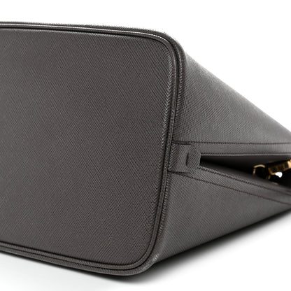 Prada Saffiano Cuir Calfskin Matinee Tote Fumo Black 9 of 12
