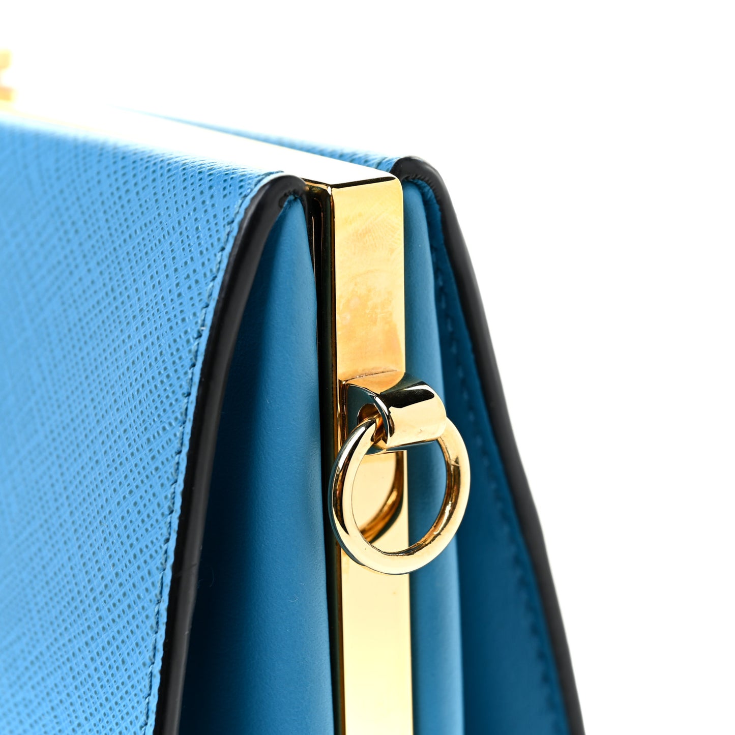 Saffiano City Calf Light Frame Bag Celeste