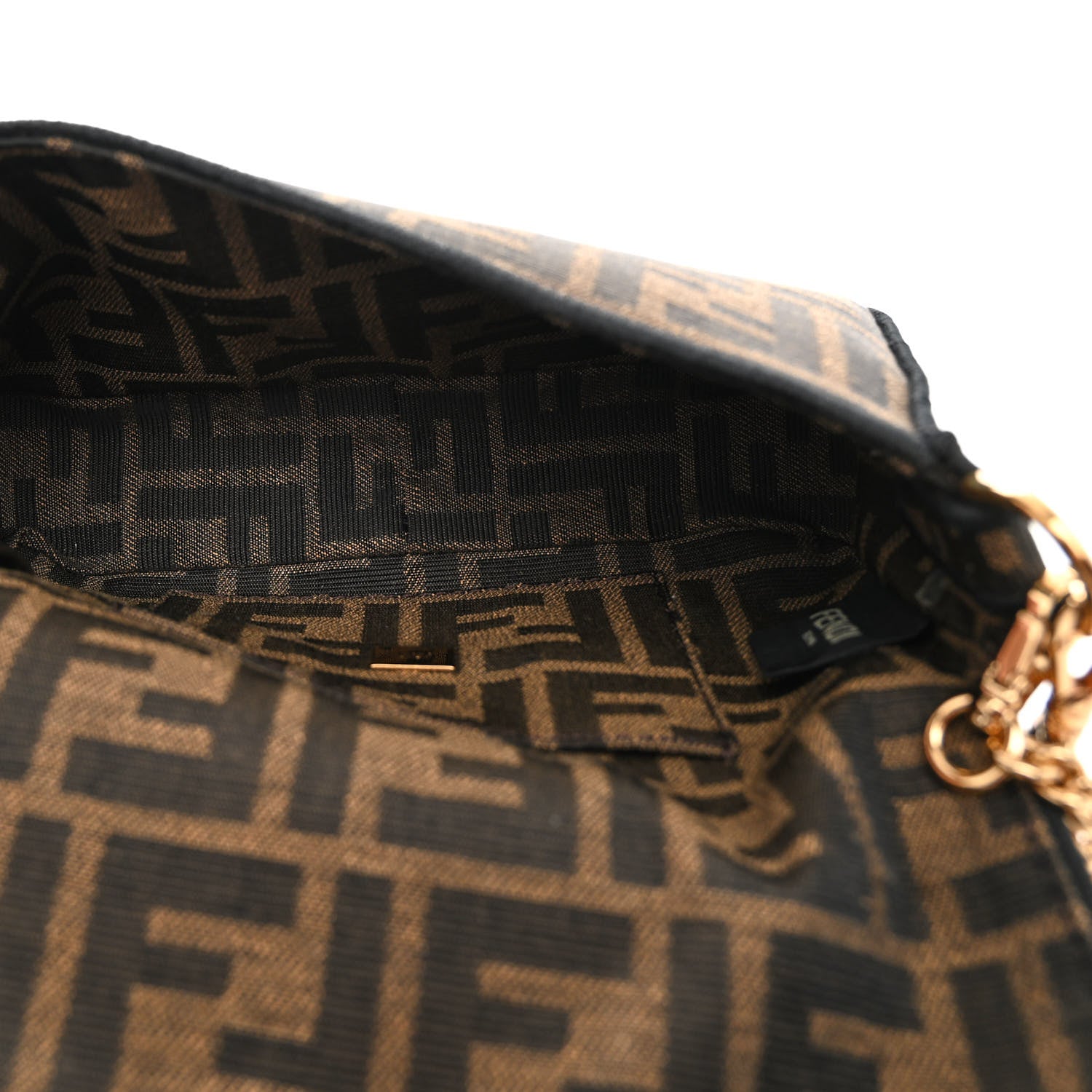 Fendi Fabric Jacquard FF 1974 Mini Baguette Tobacco Moro Black 5 of 11