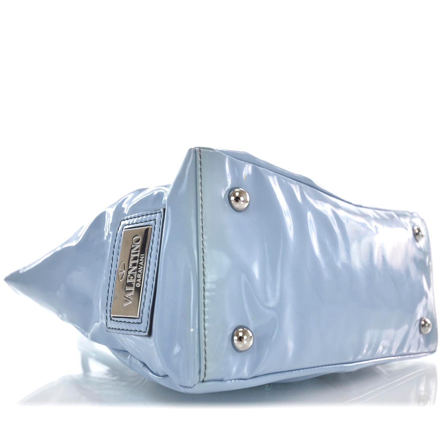 Valentino Garavani Patent Lacca Bow Tote Blue 6 of 9
