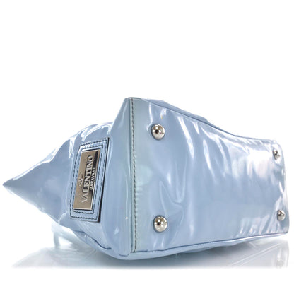 Valentino Garavani Patent Lacca Bow Tote Blue 6 of 9
