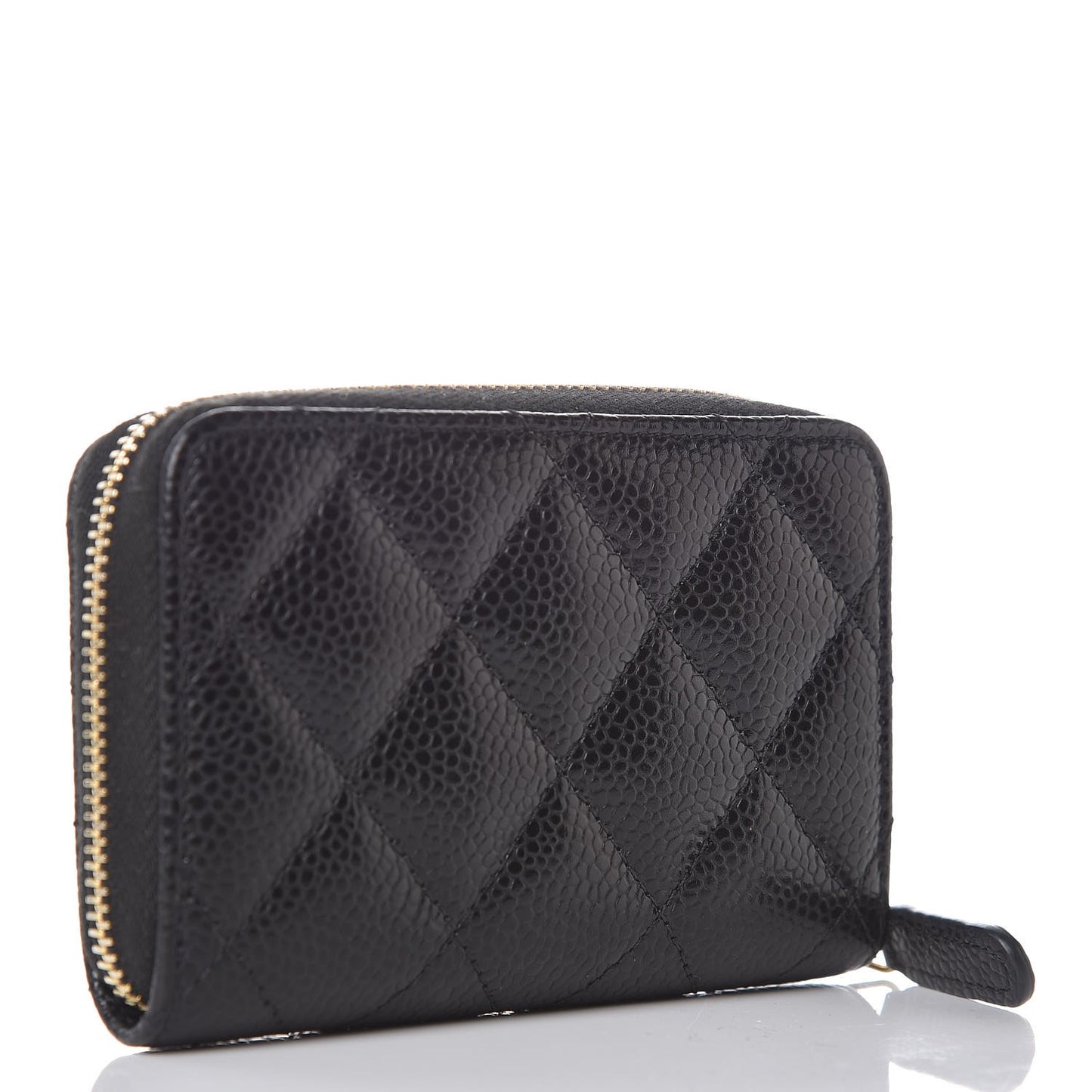 Caviar Quilted Zip Coin Purse Black