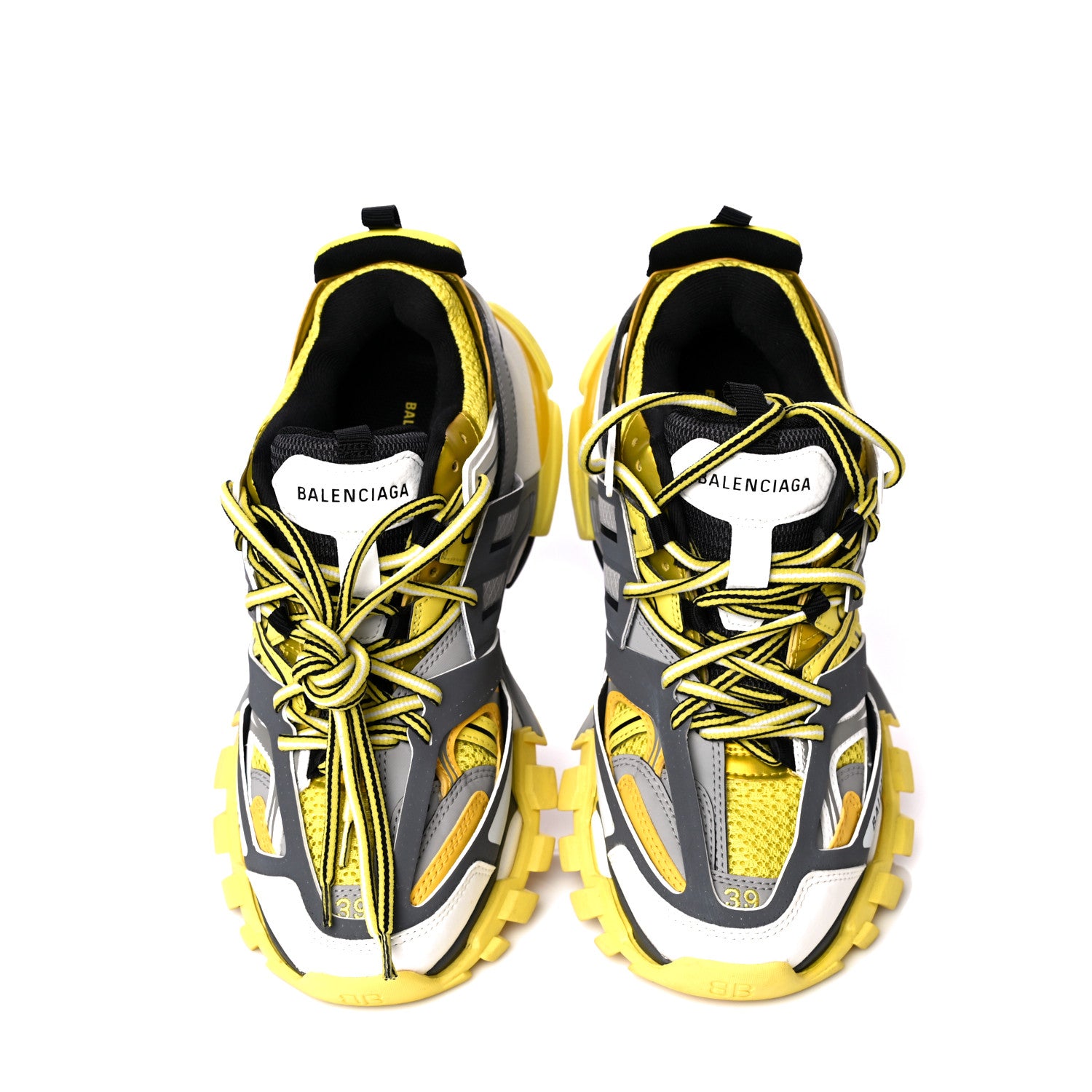 Balenciaga Mesh Nylon Womens Track Sneakers 39 Jaune Black White 7 of 19