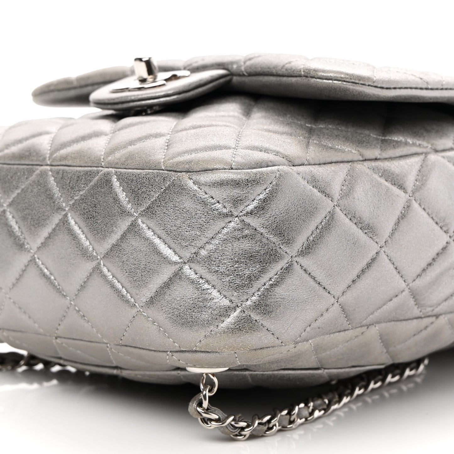 Metallic Lambskin Quilted Small In Seoul Backpack Dark Silver