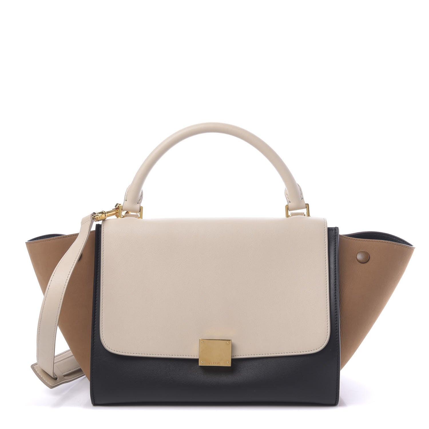 Celine Smooth Calfskin Nubuck Small Tri-Color Trapeze White 1 of 9