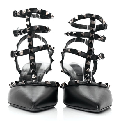 Valentino Garavani Nappa Rockstud Ankle Strap Low Heel Pumps 39 Black 2 of 8