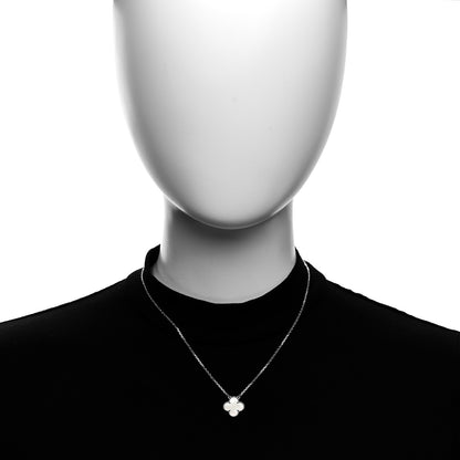 Van Cleef & Arpels 18K White Gold Mother Of Pearl Vintage Alhambra Pendant Necklace 2 of 7