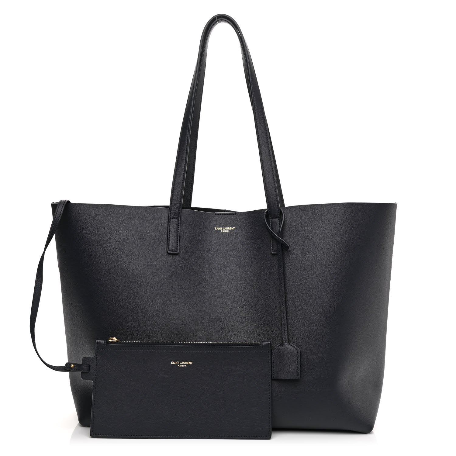 Saint Laurent Calfskin Large Shopping Tote Deep Marine 1 of 11