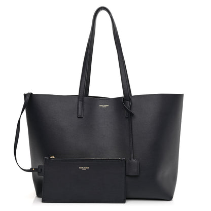 Saint Laurent Calfskin Large Shopping Tote Deep Marine 1 of 11