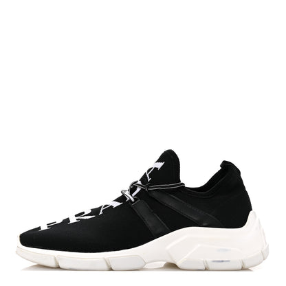 Prada Knit Fabric Logo Womens Sneakers 37 Black White 1 of 11