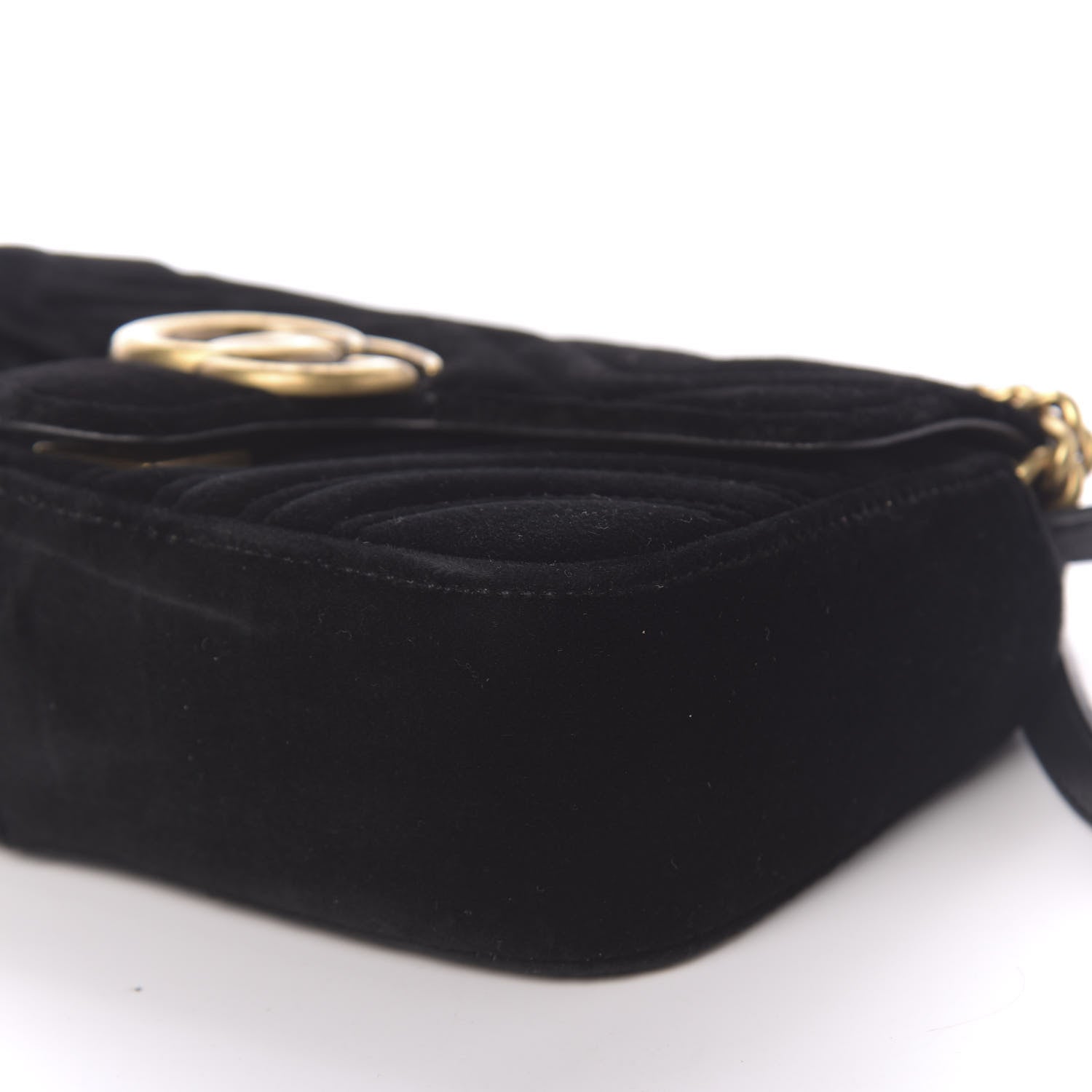 Gucci Velvet Matelasse Mini GG Marmont Shoulder Bag Black 9 of 9