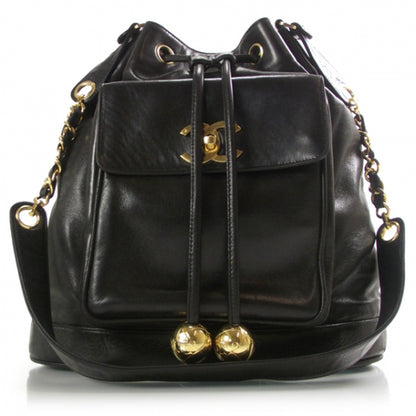 Chanel Lambskin Drawstring Bag Black 1 of 14