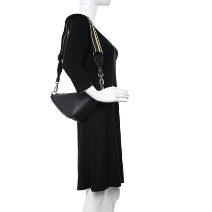 Prada Saffiano Cuir Triangle Logo Embossed Triangle Shoulder Bag Black 2 of 13
