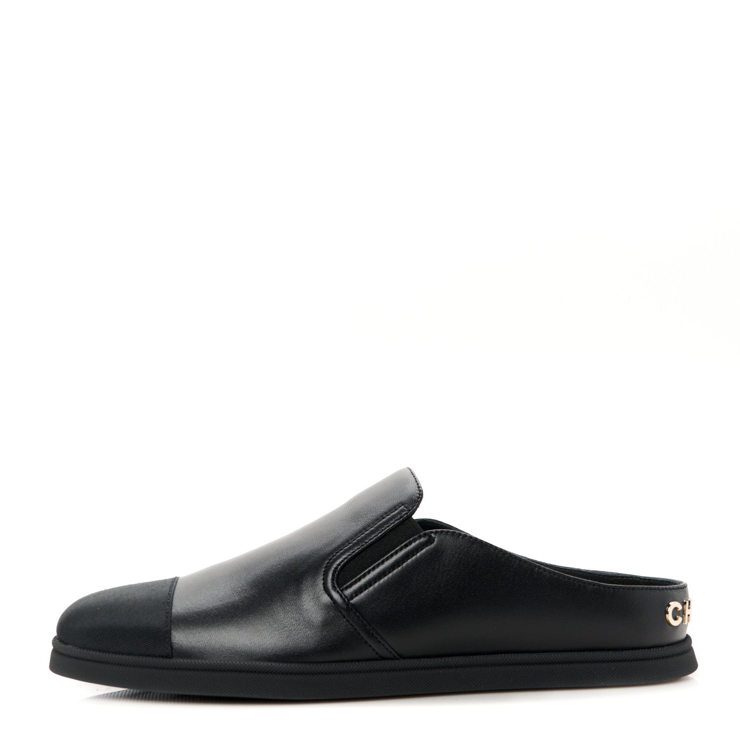 Chanel Lambskin Grosgrain Cap Toe Sneaker Mules 40 Black 1 of 20
