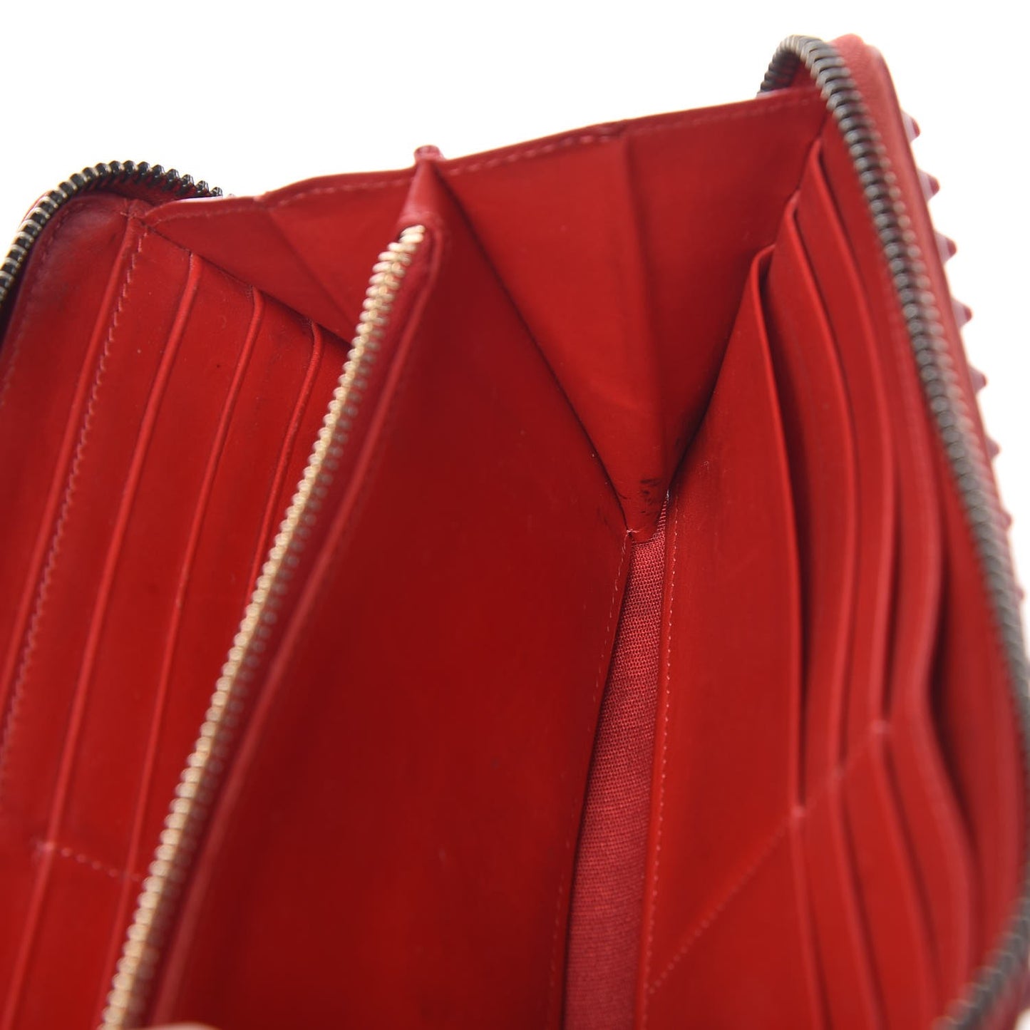 Calfskin Panettone Spiked Zip Around Wallet Rouge De Mars