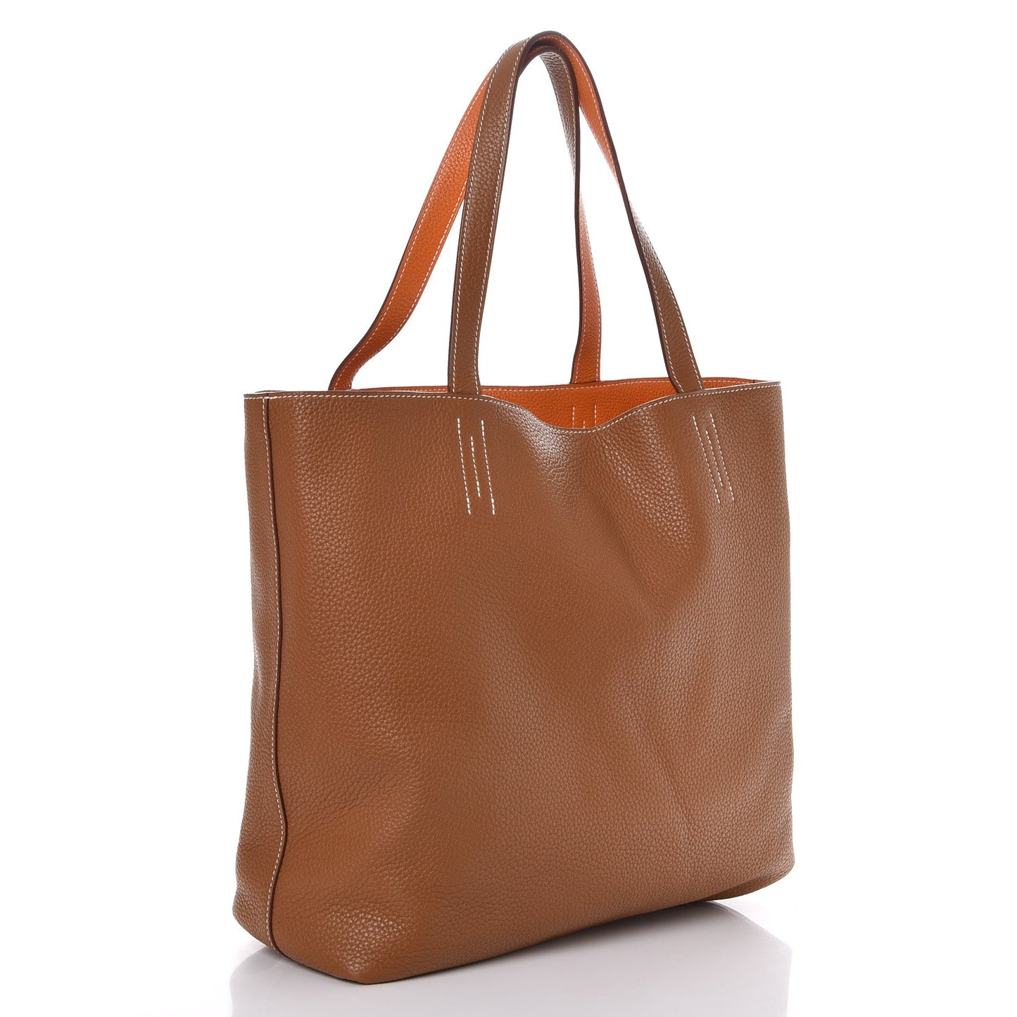 Taurillon Clemence Double Sens 36 Reversible Tote Orange Gold