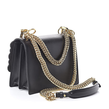 Fendi Vitello Liberty Metal Scalloped Multi Studded Small Kan I Shoulder Bag Black 3 of 9