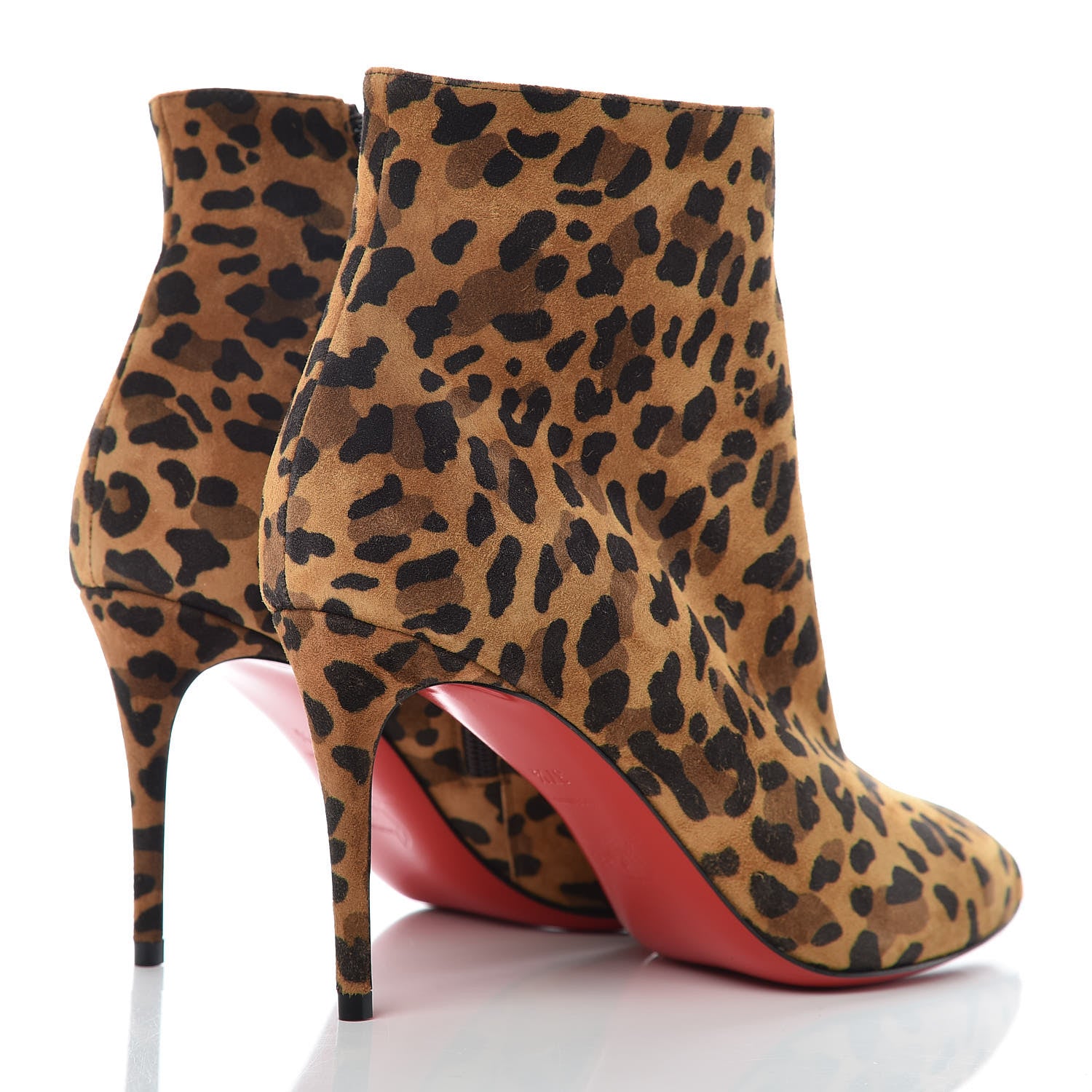 Christian Louboutin Veau Velours Leopard Print Eloise Booty 85 Ankle Boots 37.5 Caramel 4 of 12