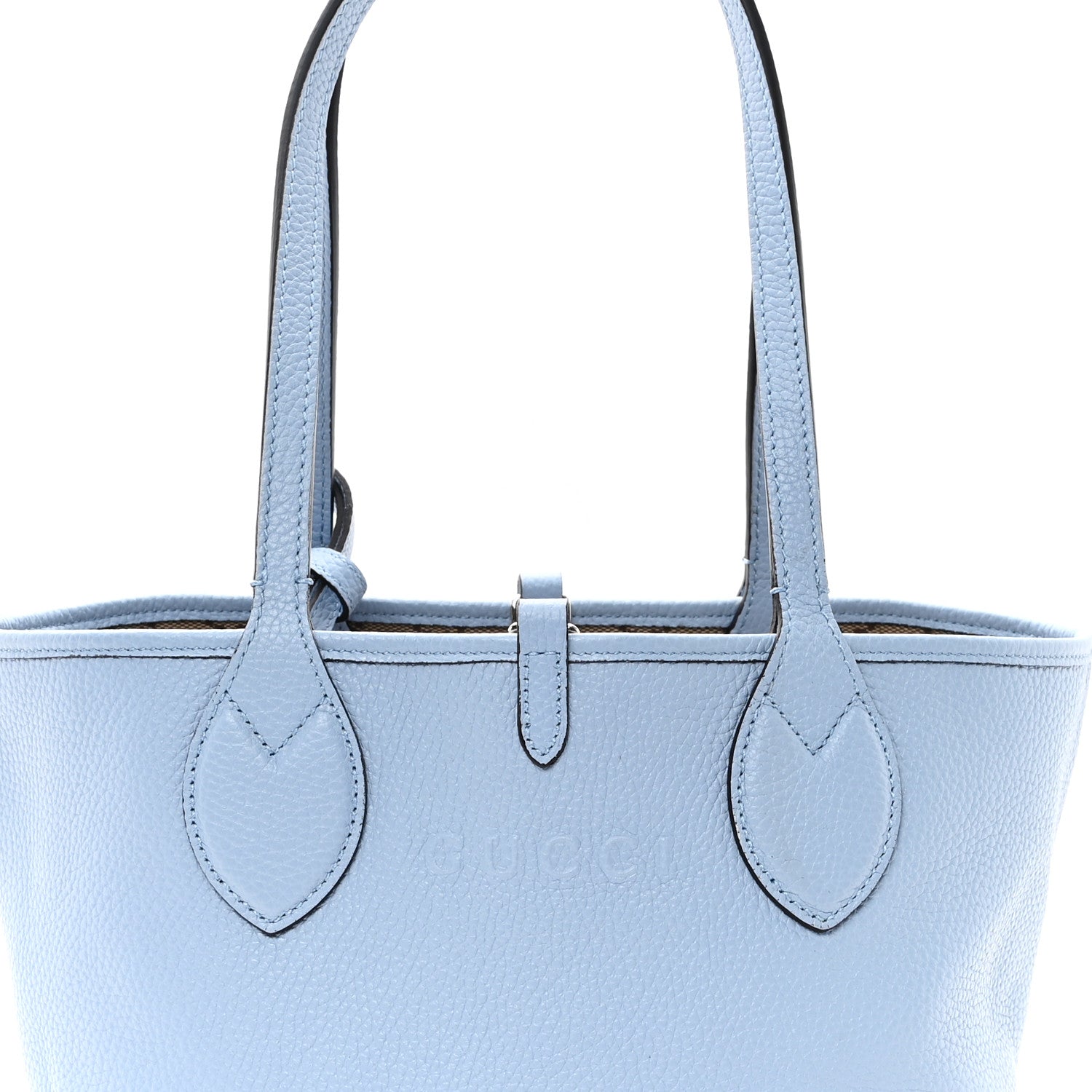Gucci Grained Calfskin Monogram Small Totissima Reversible Tote Light Blue 15 of 17