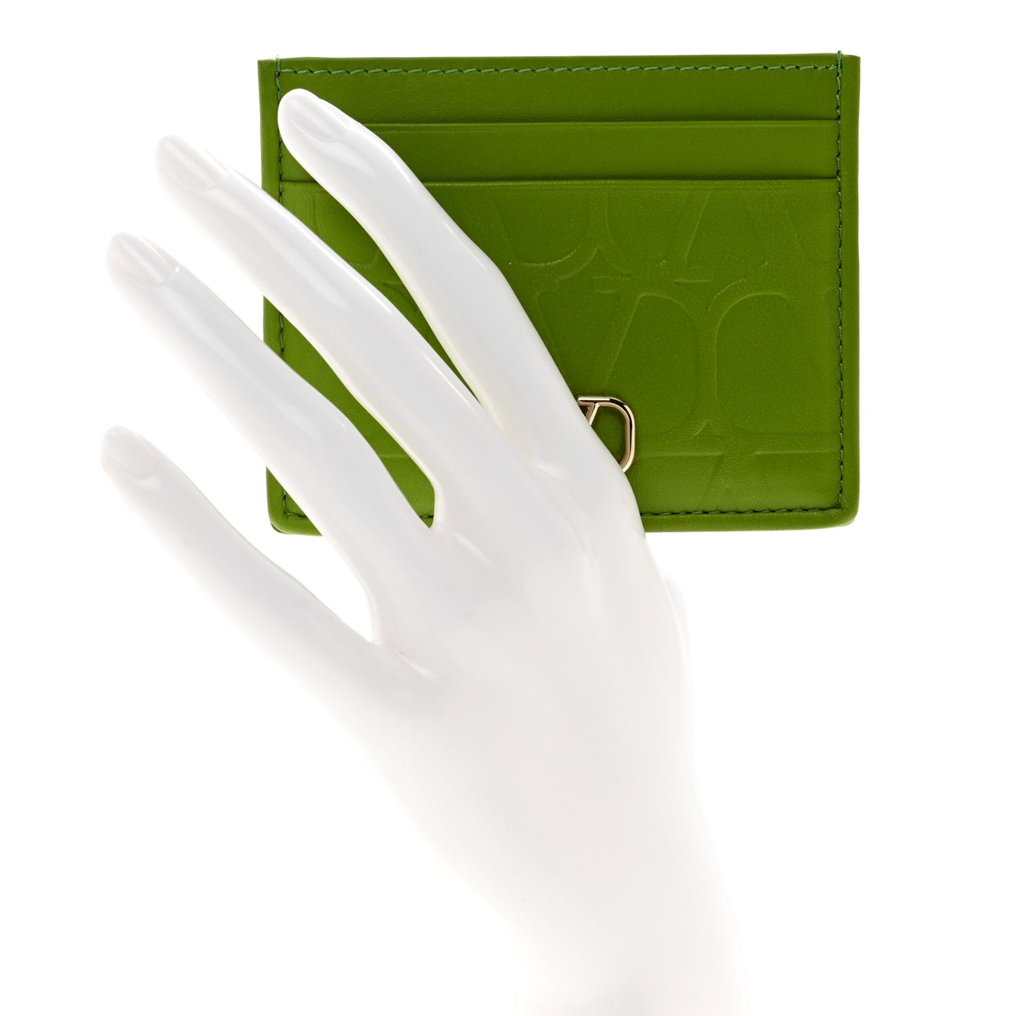Calfskin Toile Iconographe Embossed Vlogo Card Holder Chartreuse