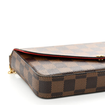 Louis Vuitton Damier Ebene Pochette Felicie Chain Wallet 9 of 10