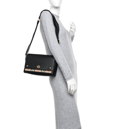 Burberry Grainy Calfskin Vintage Check Note Crossbody Bag Black 2 of 15