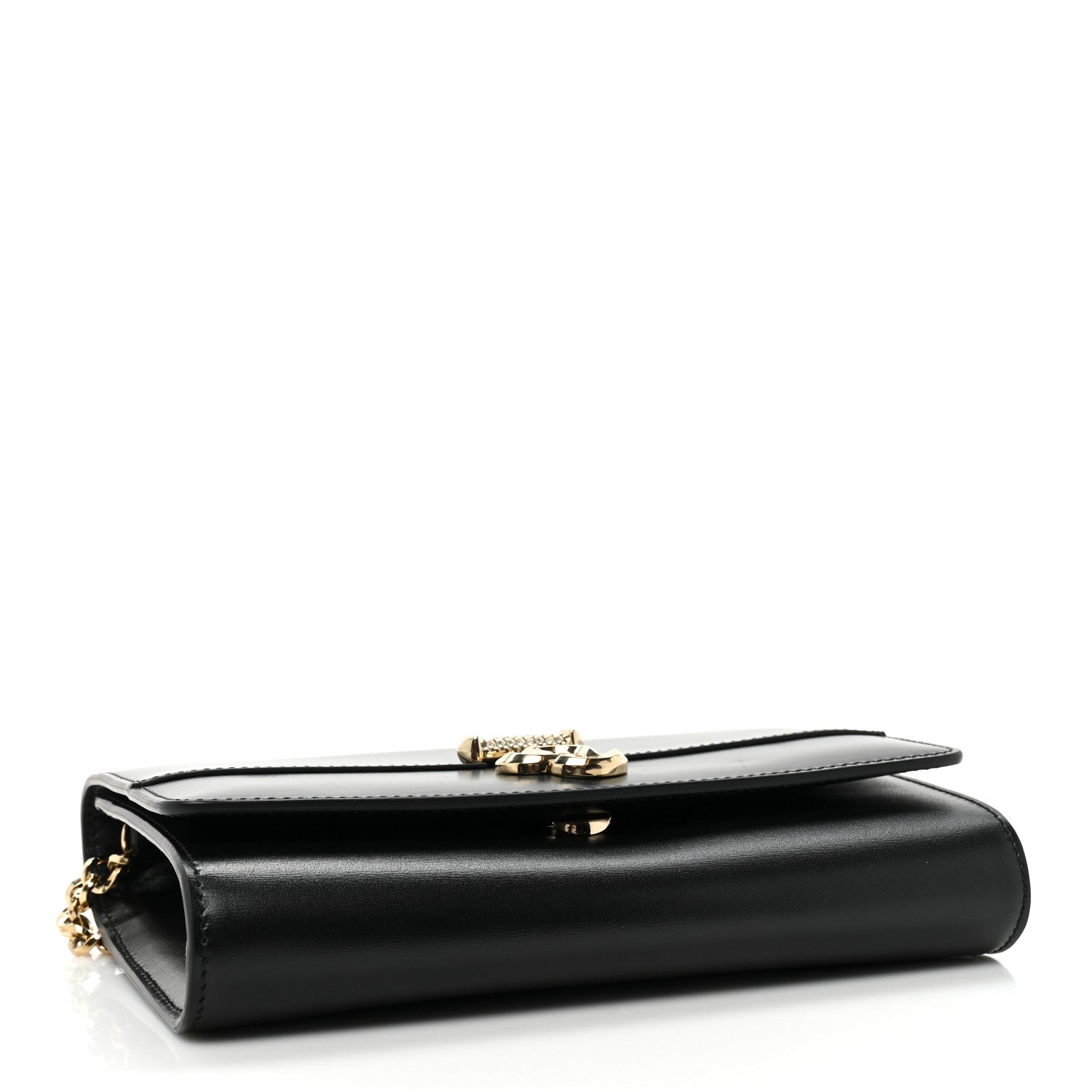 Jimmy Choo Calfskin Varenne Crystal Bar Avenue Chain Clutch Black 4 of 11