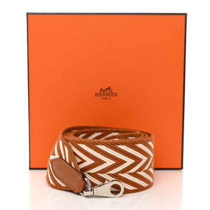 Hermes Toile Swift 50mm Sangle ZigZag Shoulder Strap Gold White 6 of 6