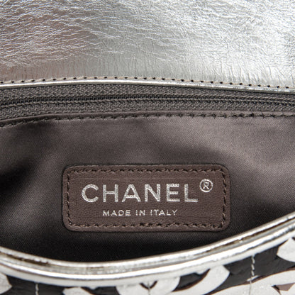 Chanel Metallic Crackled Calfskin Medium CC Mix Flap Silver Gold 6 of 7
